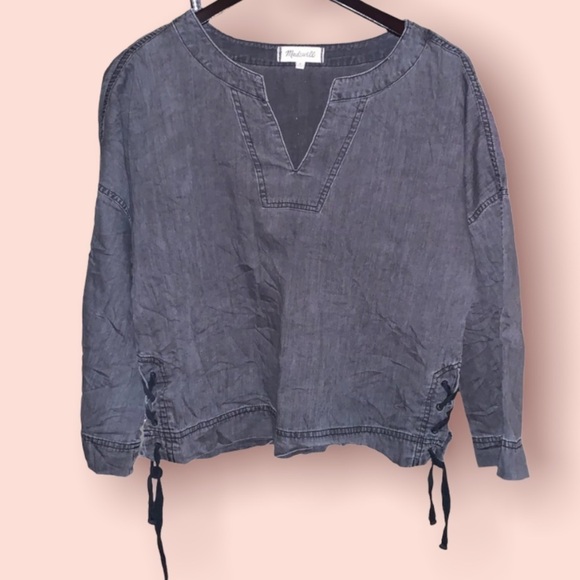 Madewell Lunar Wash Pull-over Denim Top - Picture 1 of 6